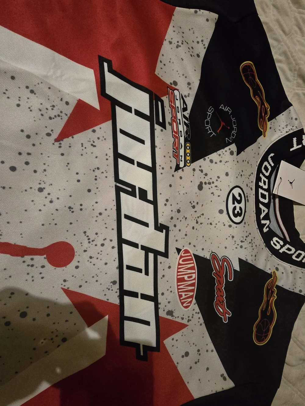 Air Jordan Motorsport Cement 23XI Racing Jersey Shirt, Size 2XL IB8813-011